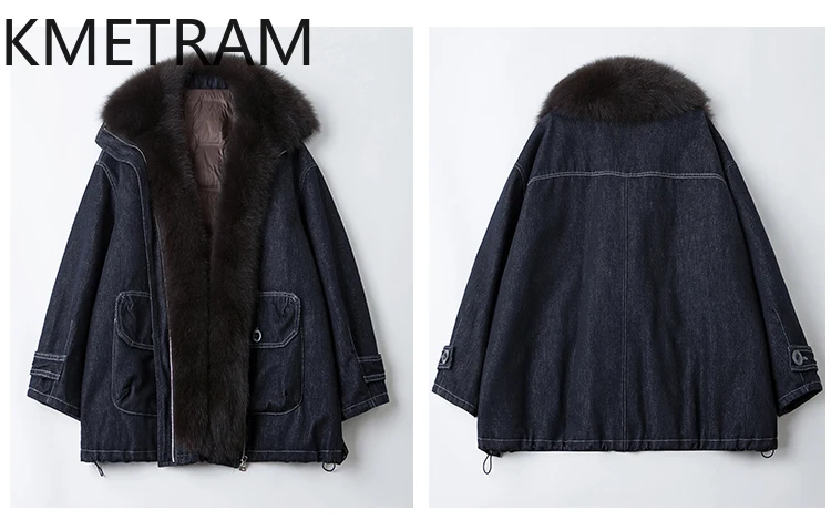 سترة KMETRAM بيضاء من ريش الإوز للنساء بياقة من فرو الثعلب سترة ملابس نسائية سترات منتفخة ملابس خارجية شتوية 2025 shanба vrouwska #5