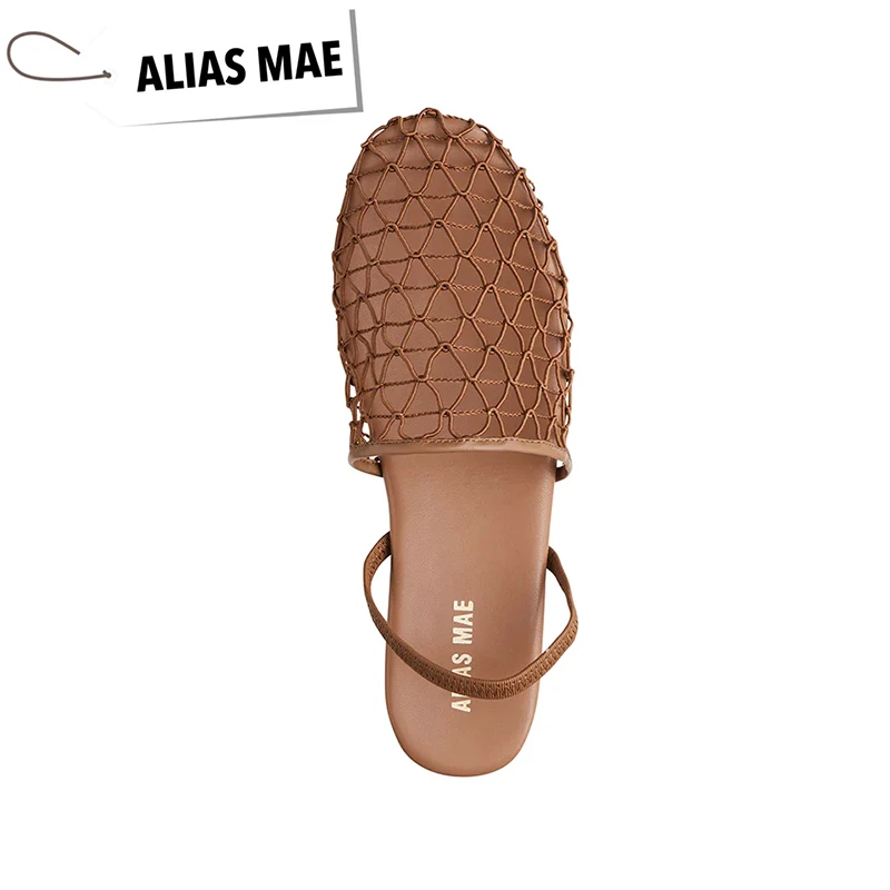 صنادل نسائية من ALIAS MAE بتصميم جديد من جلد الخراف بمقدمة شبكية، نعل مسطح، طراز بسيط وعصري