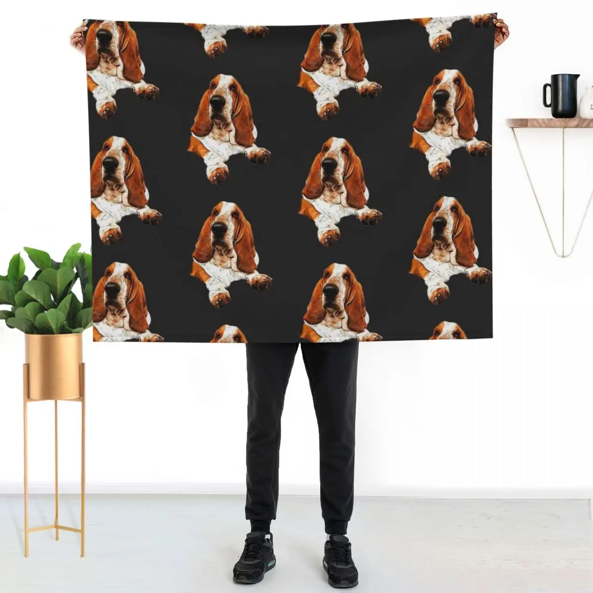 Basset Hound - The Gorgeous Look! Throw Blanket Comforter Travel Polar cosplay anime Soft Weighted Blankets