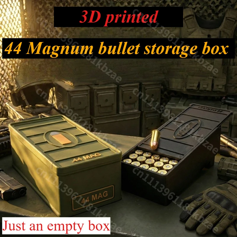 Caja de Almacenamiento de Balas 44 Magnum Impresa en 3D, Caja de Almacenamiento de Municiones, Caja de Regalo para Entusiastas Militares