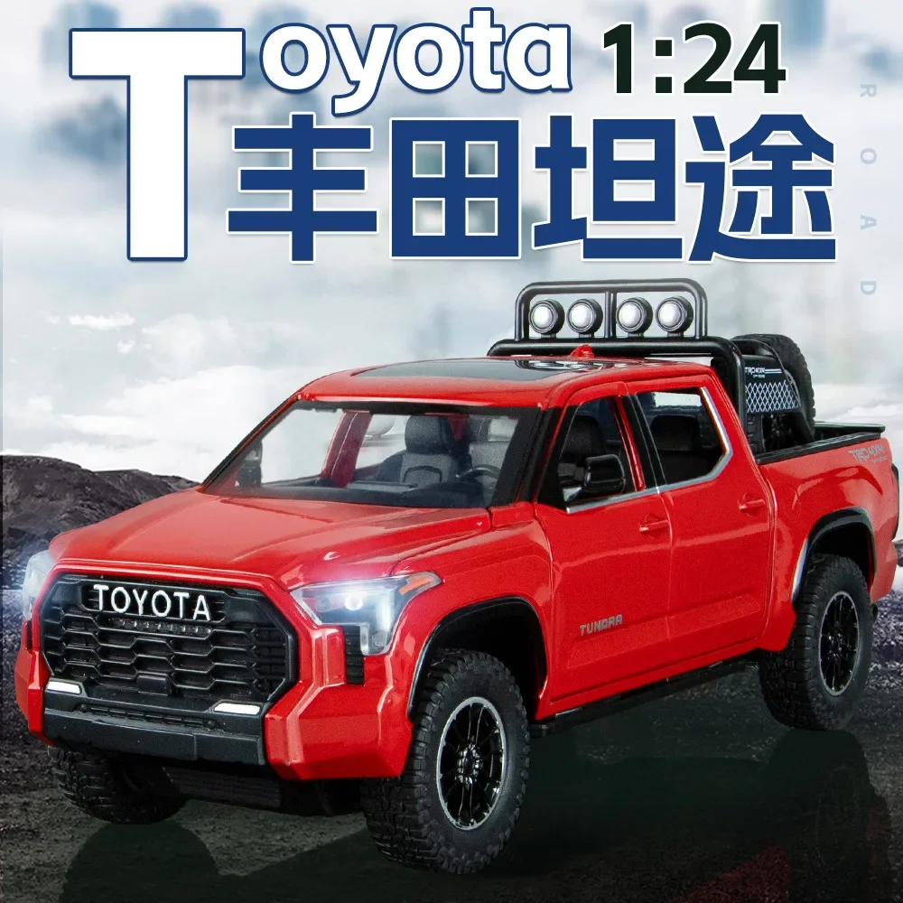 

1:24 Toyota Tundra Pickup Off-road vehicle Diecast Metal Alloy Model car Sound Light Pull Back Collection Kids Toy Gifts