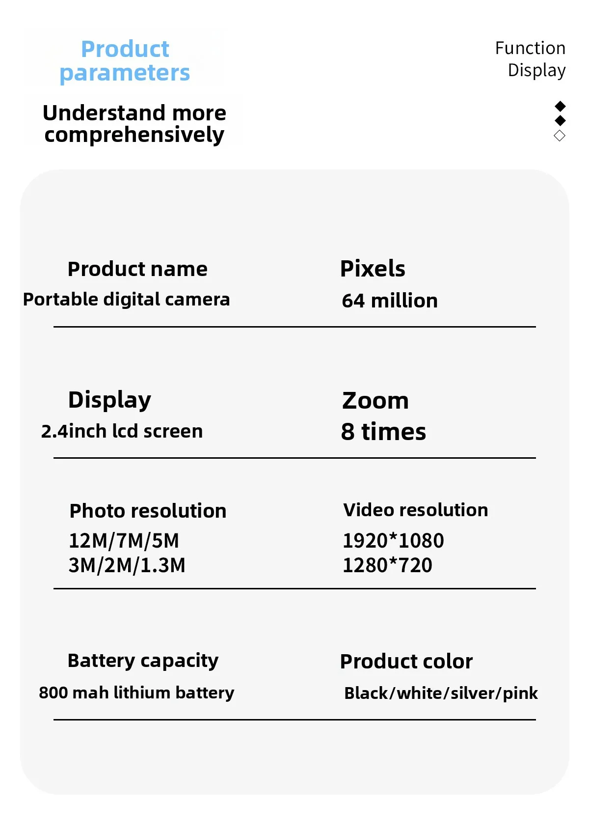 100MP dual-camera CCD digital camera for campus students, portable card camera
