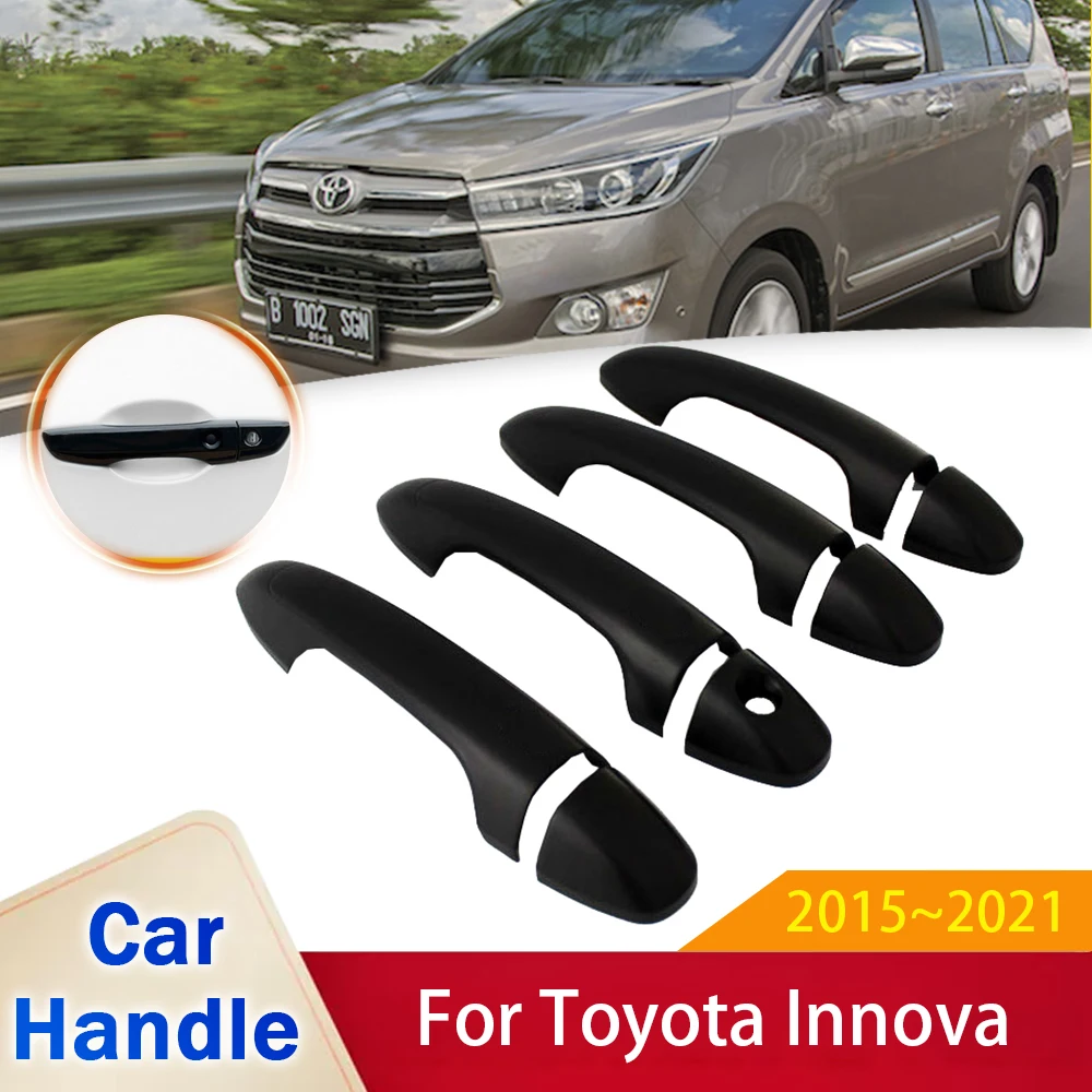 

for Toyota Innova MK2 AN140 2015~2021 2016 2017 2018 Gloss Black Smart Door Handle Cover Sticker Car Protective Style Accessorie