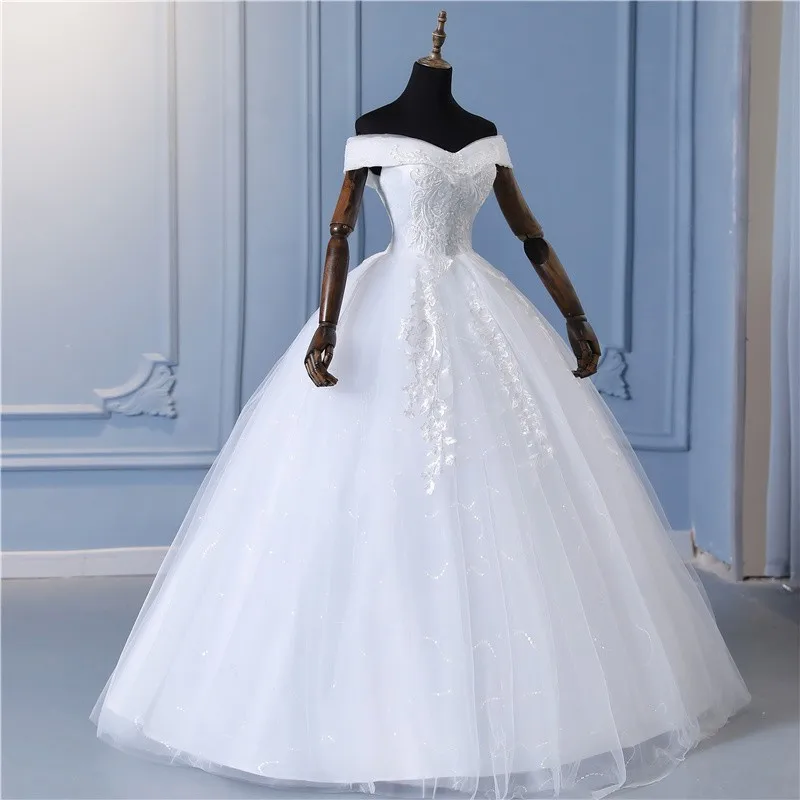 New 2024 China Off White Wedding Dress With Train Ball Gown Princess Classic Embroidery Princess Plus Szie Elegant Bridal