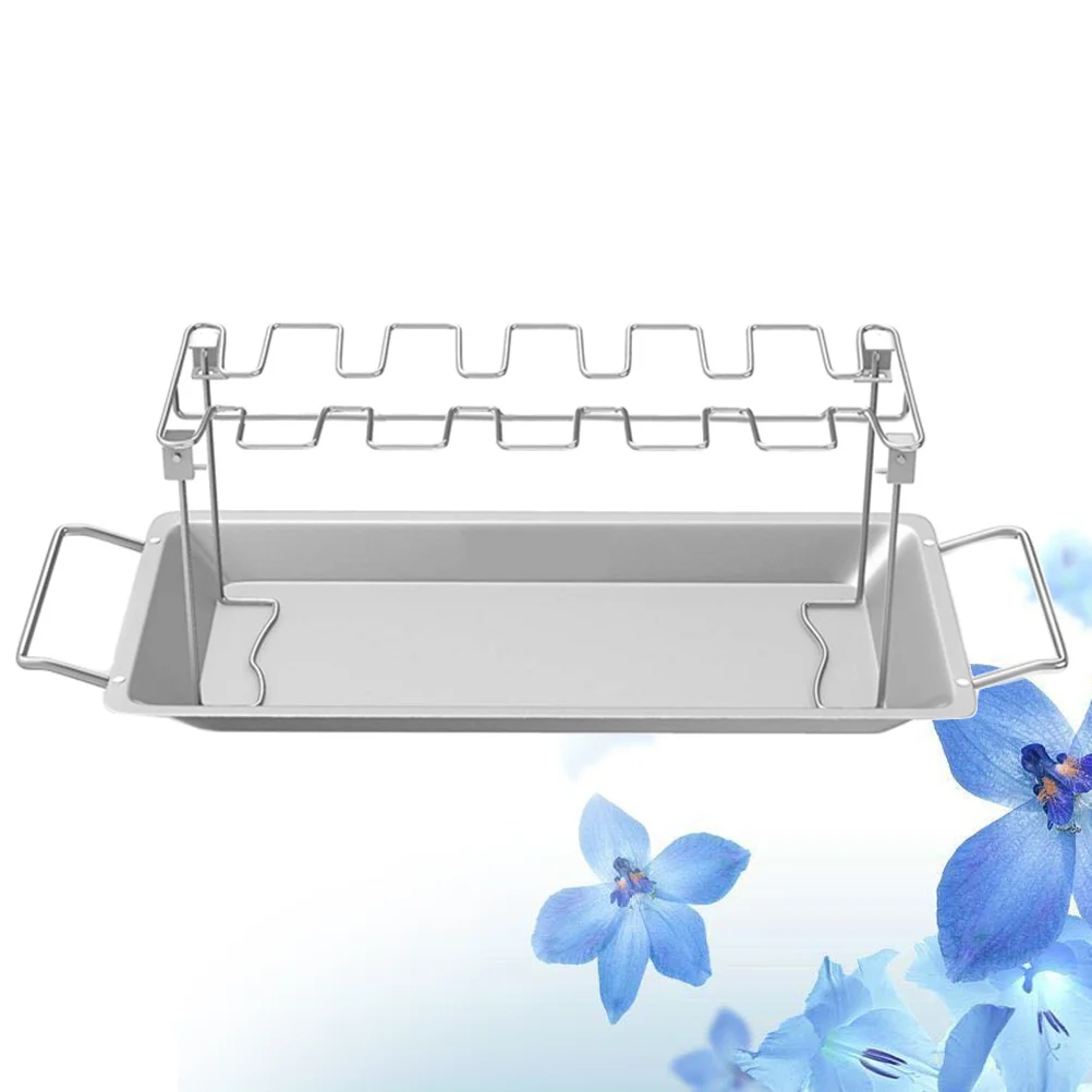 

Stainless Steel Chicken Grill Roast Tray with Hanging Rack Barbecue Drying Stand for Outdoor Camping Bbq Tools Grill for Park