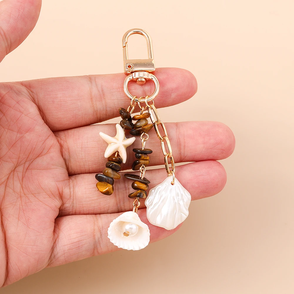 Aihua Bohemia Sommer Strand Niedlicher Seestern Muschel Schlüsselanhänger Schlüsselringe für Männer Frauen Handtaschenanhänger DIY Y2K Schmuck Geschenke – Detail 11