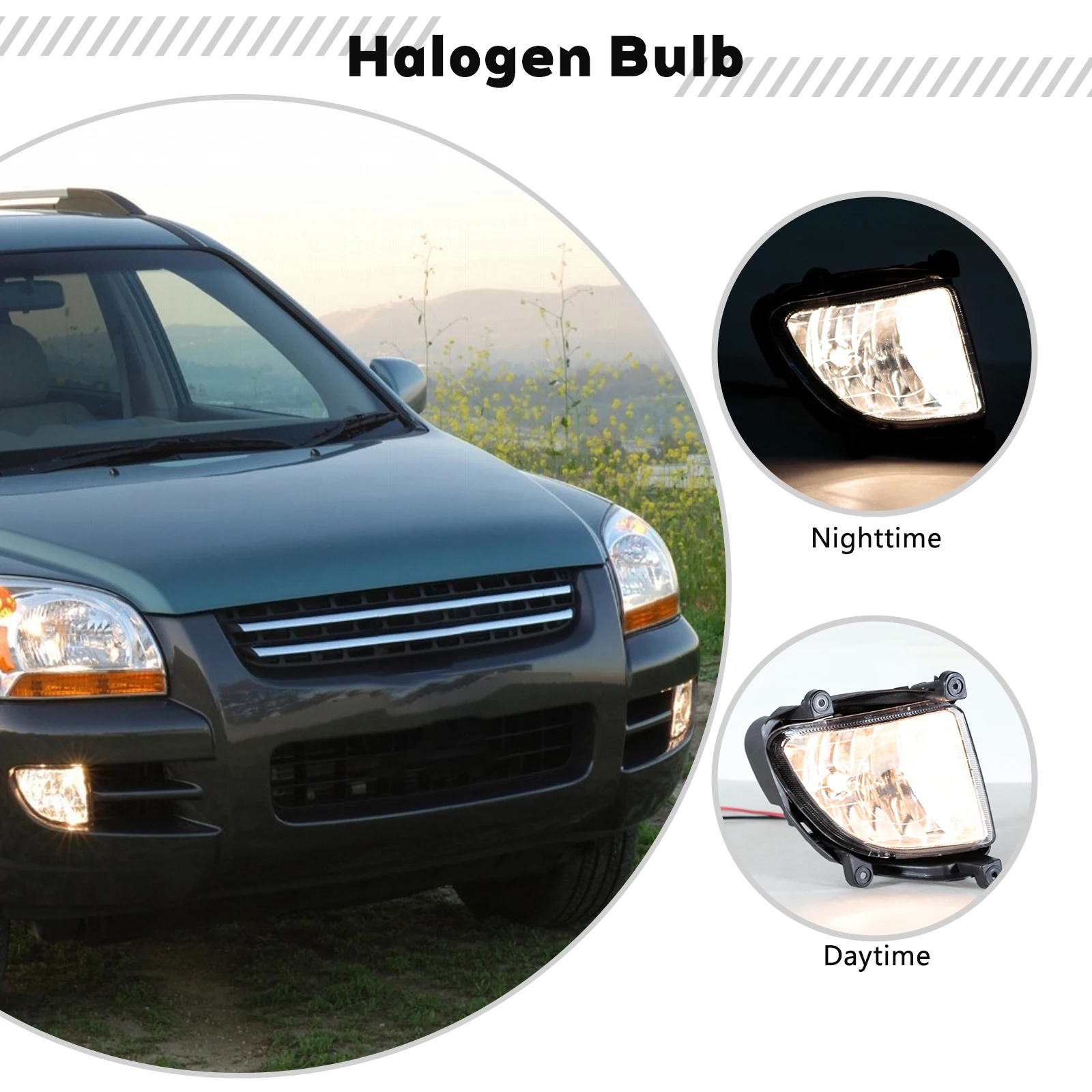 Car Left Right Front Bumper Fog light Fog Lamp For Kia Sportage 2.0 2.7 2005 2006 2007 922011F001 /922021F001 Running light lamp