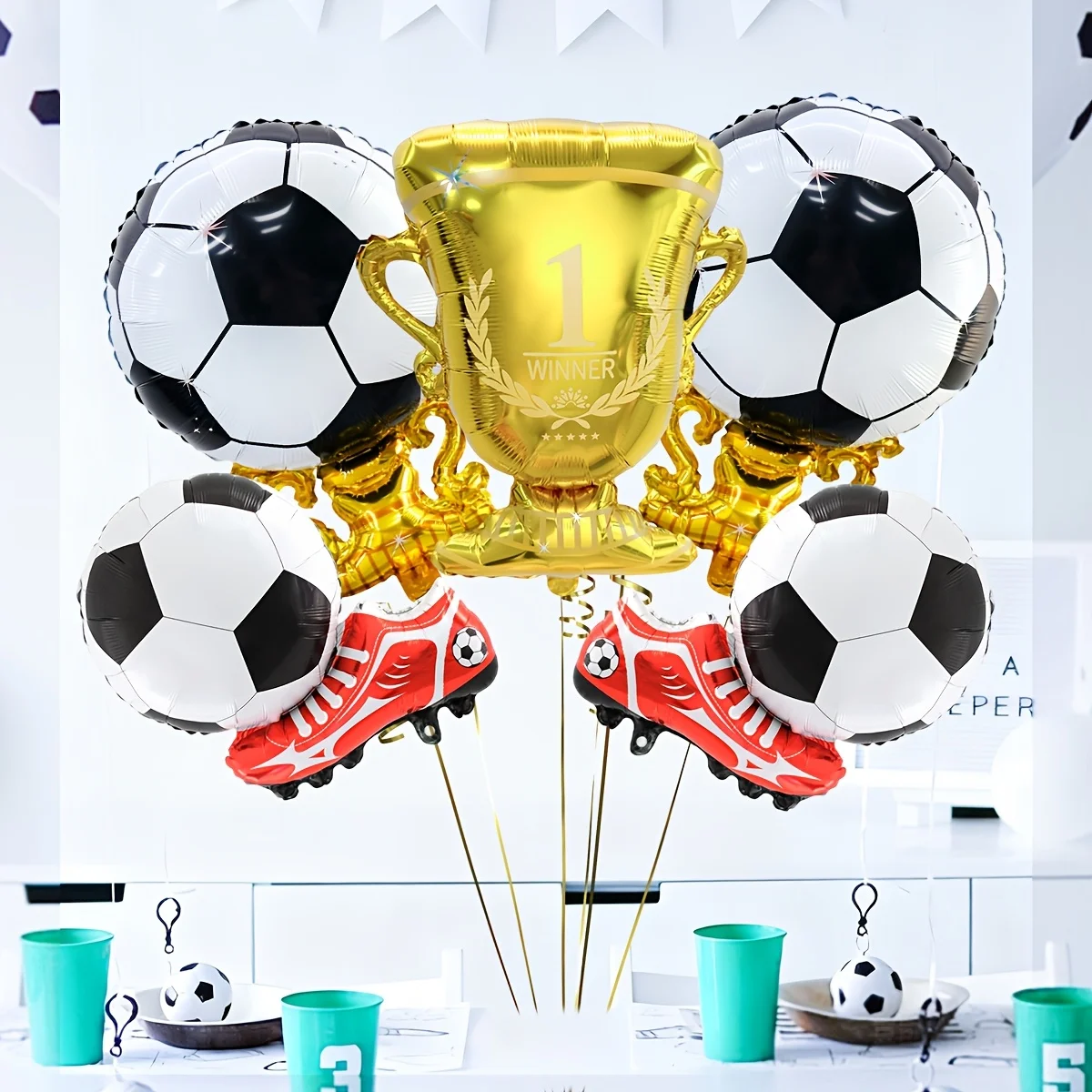 5 Stück Fußball-Meisterschaftspokal-Ballons, Perfekt für Geburtstagsfeiern, Turniere und Fußball-Themen-Dekorationen