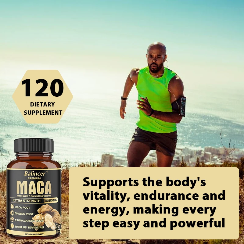 كبسولات جذر الماكا 7 في 1 - مع اشواغاندا، الجينسنغ، شلاجيت والفلفل الأسود، مكمل للطاقة الطبيعية، يدمج العضلات والمزاج #6