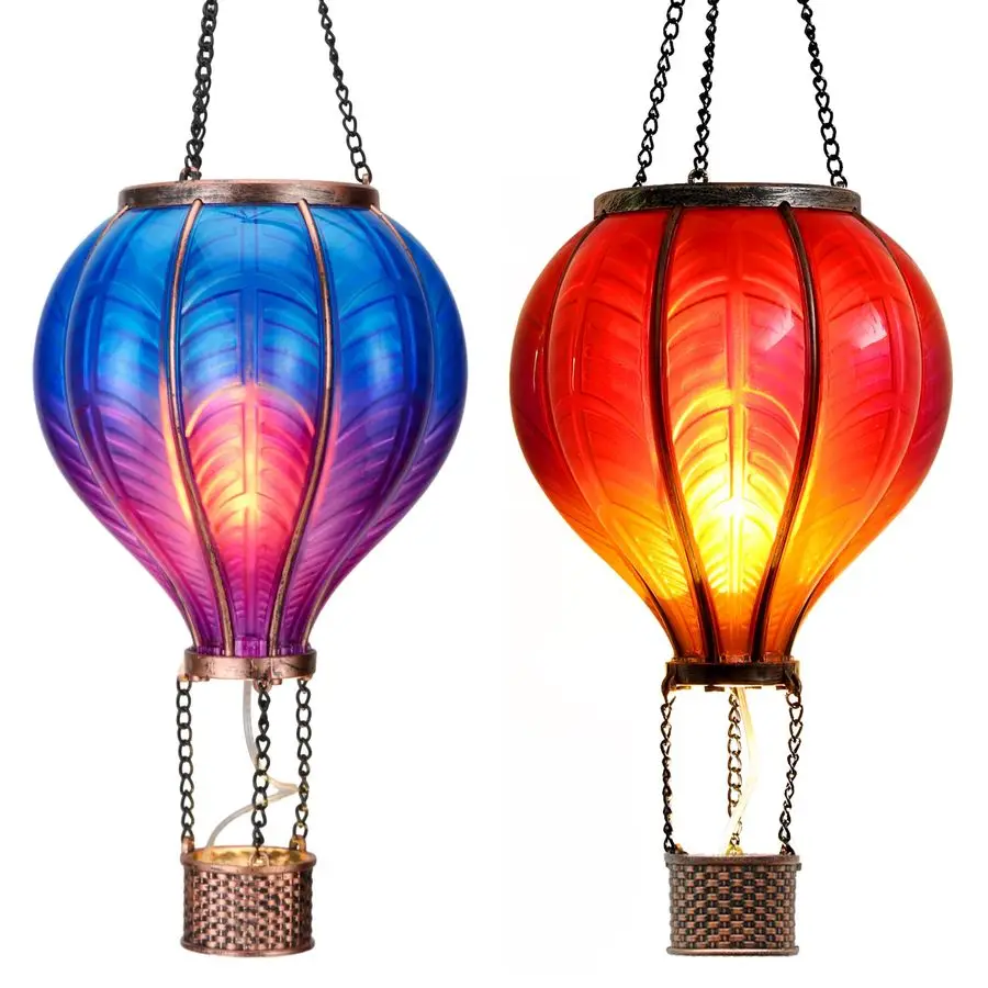 

COLLECTIONS 2 Pcs Hot Air Balloon Solar Lantern Outdoor Garden Decor, Waterproof Hanging Solar Lantern with Flickering Flame Lig