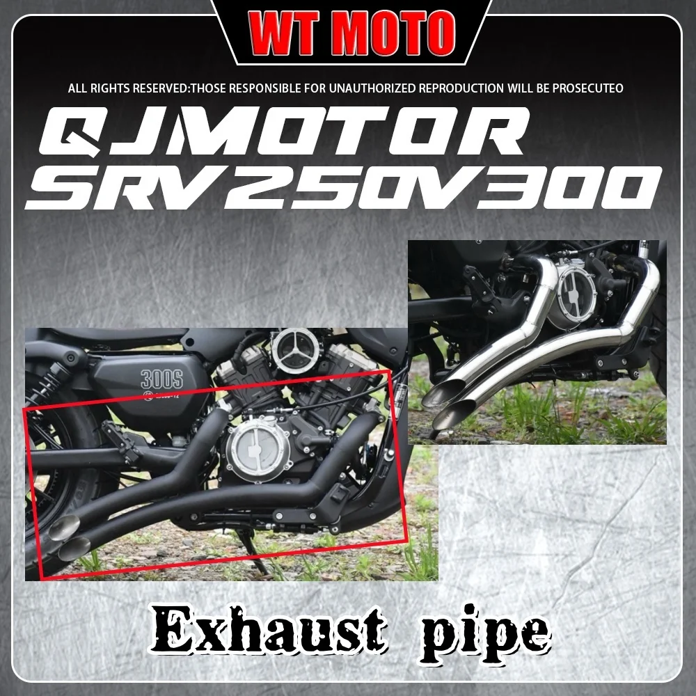 

For QJMOTOR SRV 250V300 Customized VH oblique sweeping exhaust pipe dual outlet low horseshoe sound with anti-scalding accessori