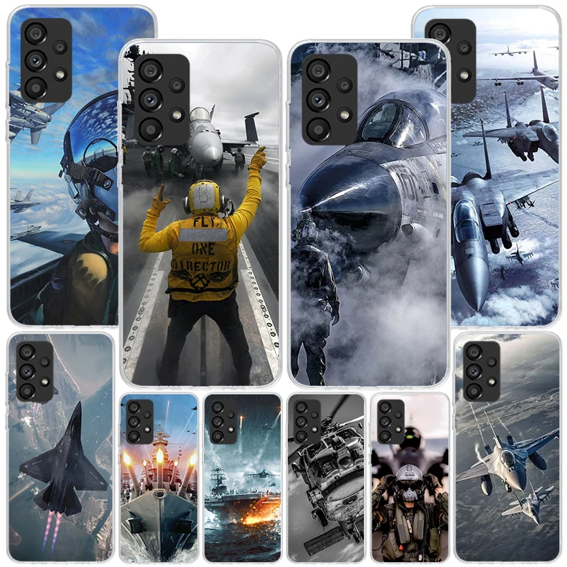 Military Aircraft Warship Fighter Phone Case For Samsung Galaxy A15 A14 A13 A12 A55 A54 A53 A52 A35 A34 A33 A32 A25 A24 A23 A22