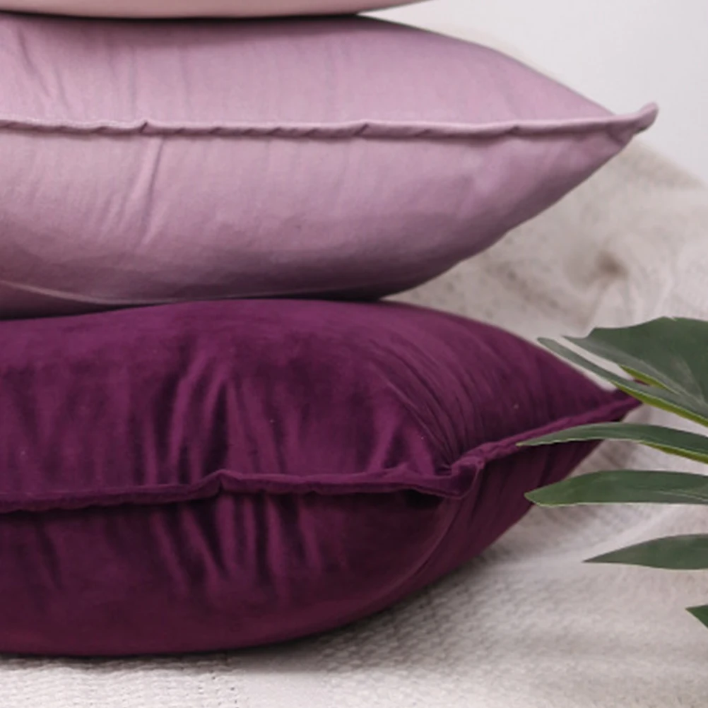 

Elegant Solid Color Cushion Cover Light Purple Wear Resistant Fabric for Chair Sofa Couch Throw Pillow Home Interior