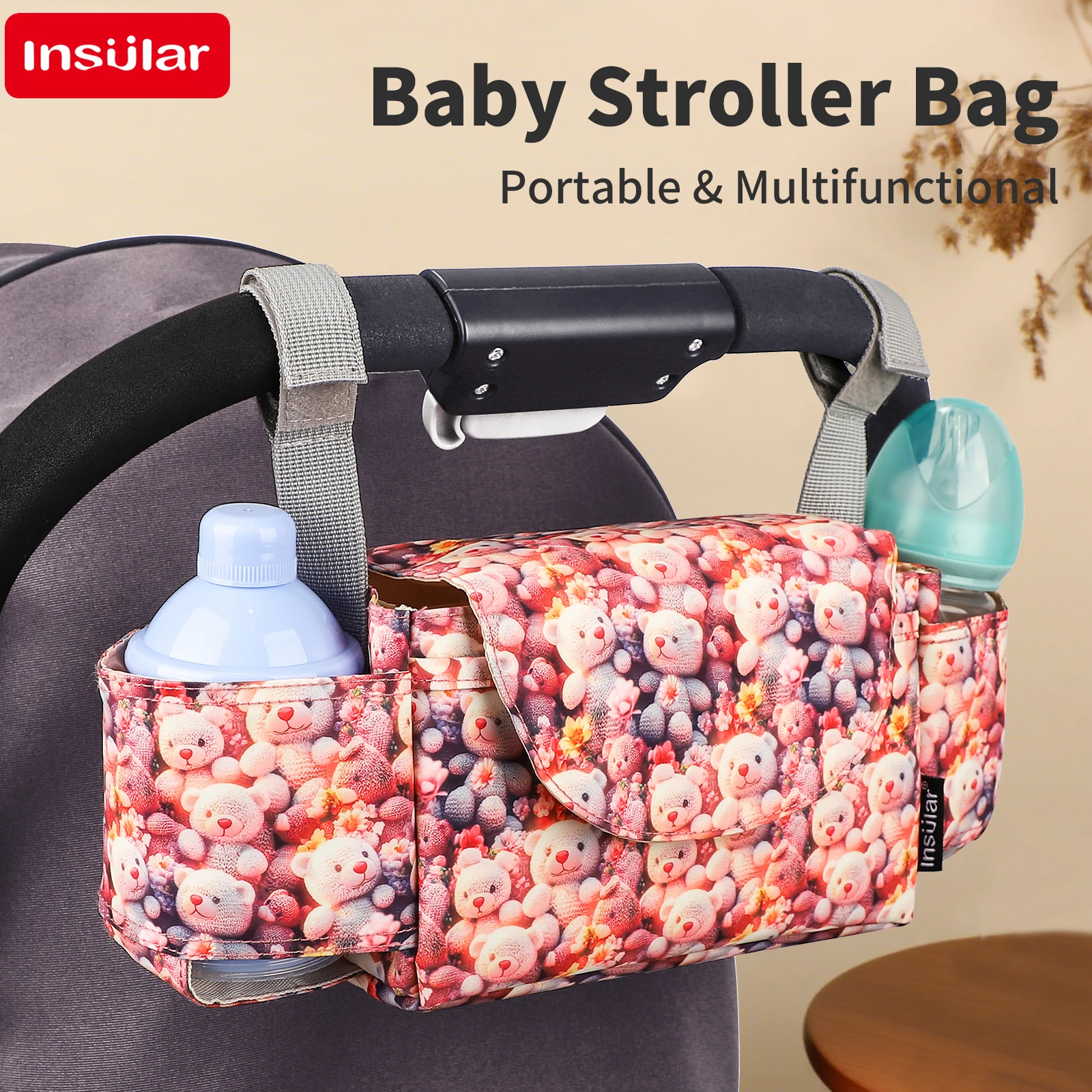 

Mummy Diaper Bag,Baby Stroller Organizer Hanging Bag,MultifunctionalTravel Nappybag withBottlePocket forPram Buggy Cart Carriage
