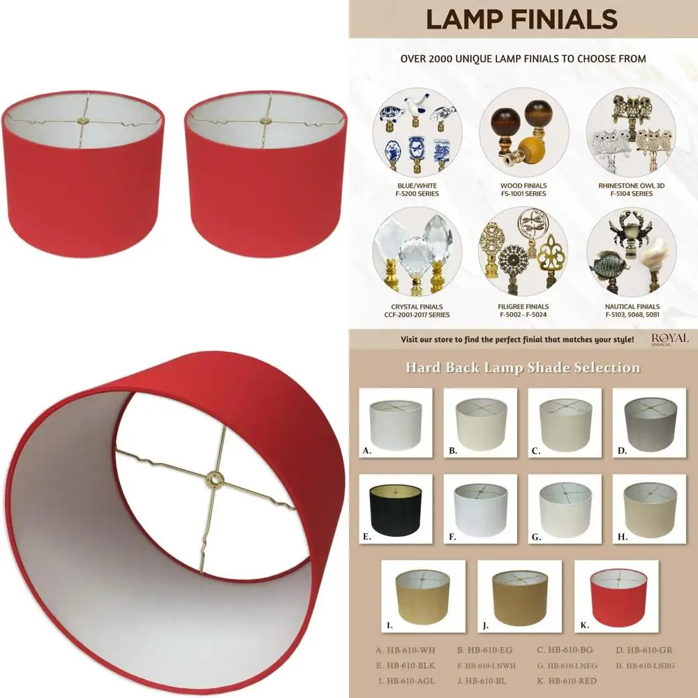 

Абажуры для ламп в твердом переплете с мелким барабаном, 13x14x9 дюймов, красные, упаковка из 2 шт., доступные осветительные аксессуары