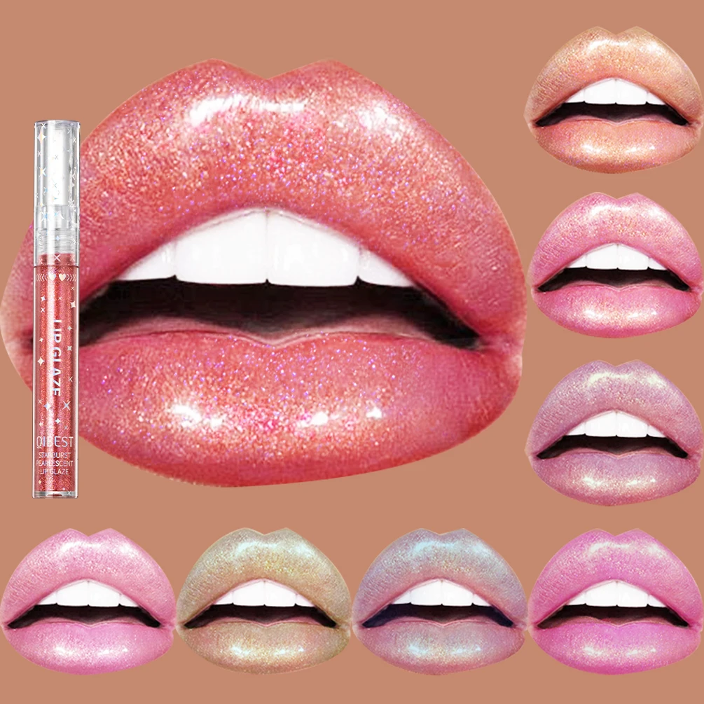 Silky Glitter Lip Gloss Waterproof Long-lasting Lip GLaze Nourishing Diamond Glitter Liquid Lipstick Shine Lipgloss Lips Makeup