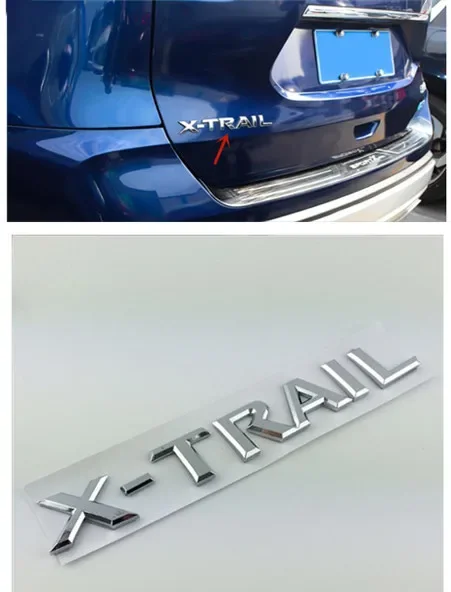 For Nissan X-Trail 2014-2023 Chrome Rear door Alphabet car logo Trunk Alphabet car logo Tailgate emblem car accessories