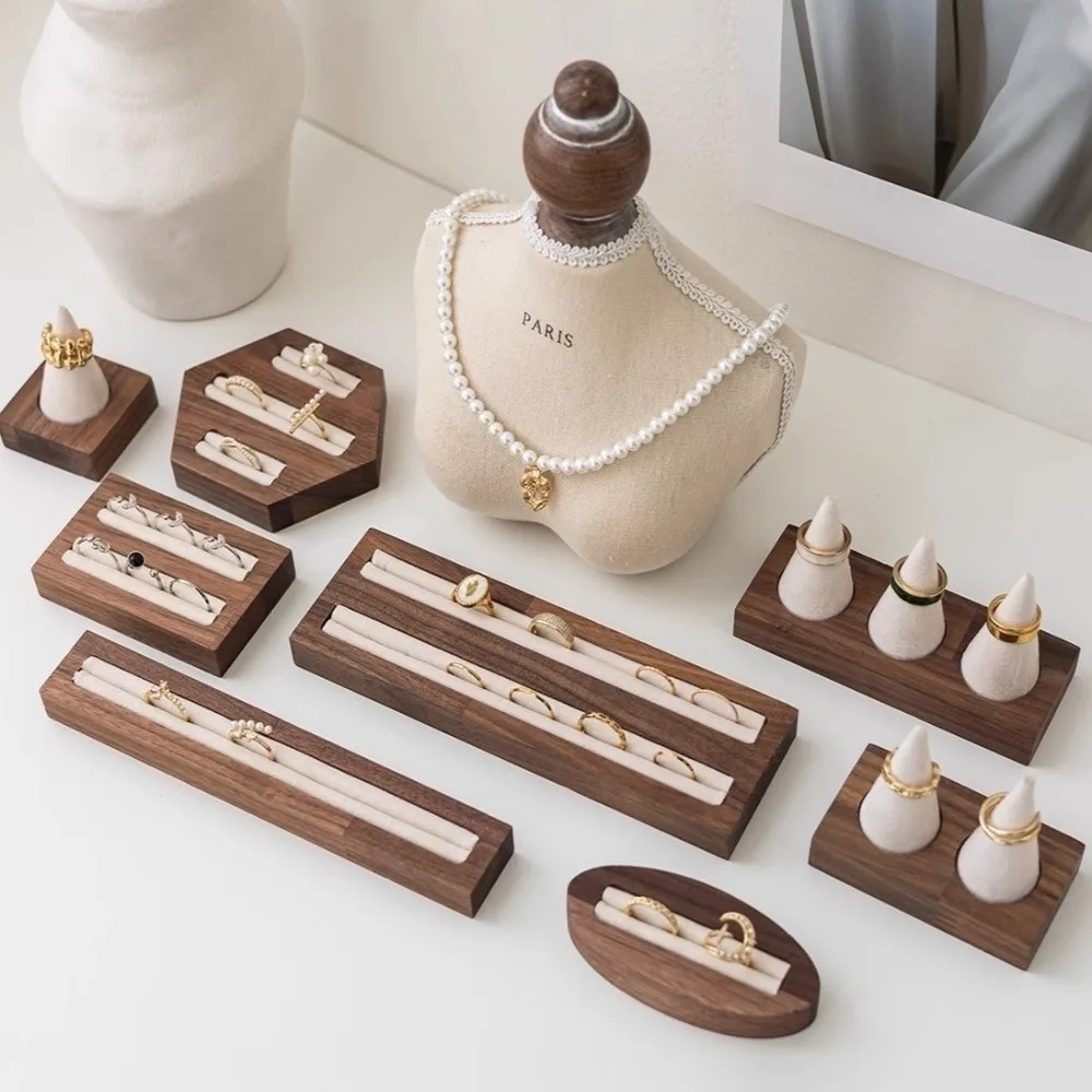 

High End High End Ring Earring Rack Walnut Sturdy Photography Display Stand Jewelry Storage Organizer Photography