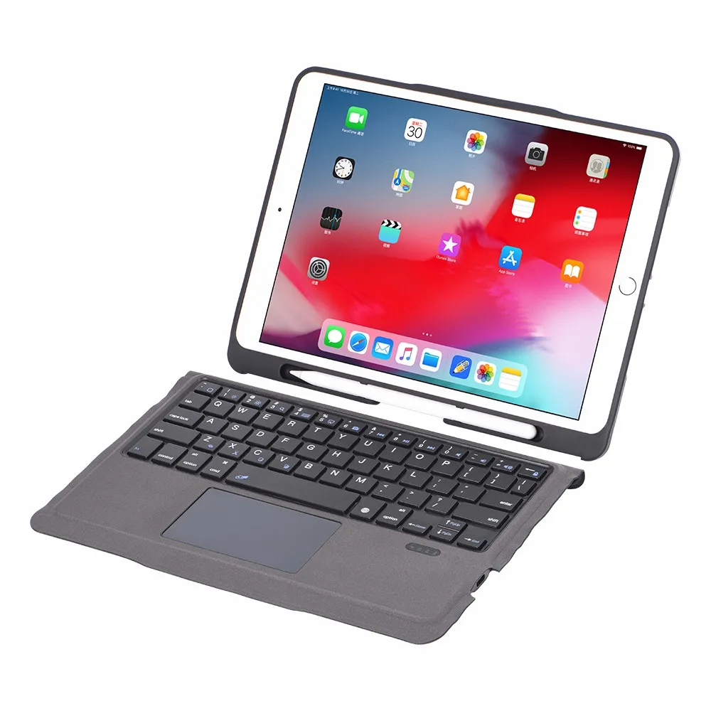 T-206 Detachable Bluetooth-compatible Keyboard + TPU Tablet Case for iPad 10.2 (2021)/(2020)/(2019)/iPad Air 10.5 inch (2019)/iP