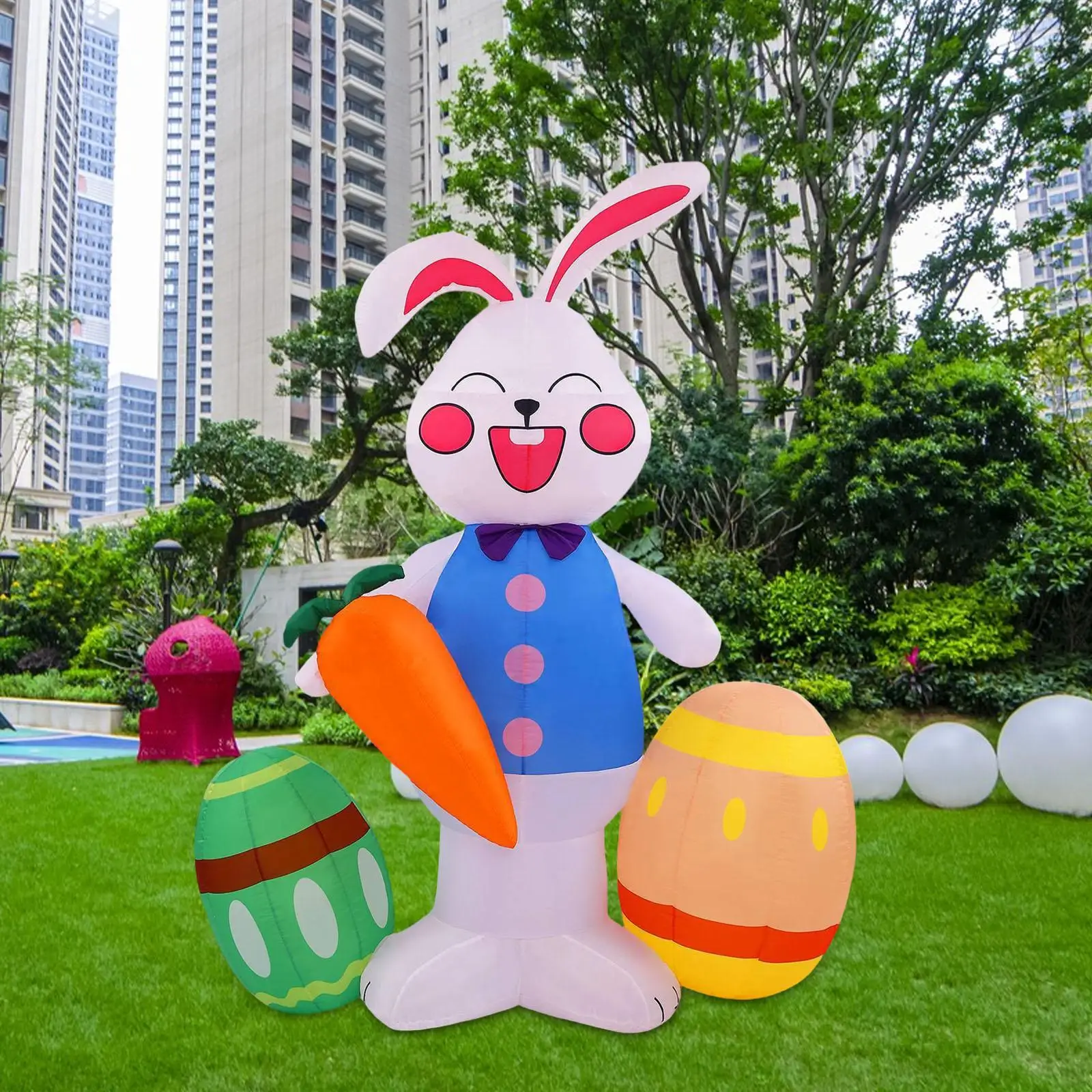 Waterproof Easter Bunny Inflatable Outdoor Yard Lawn Decor Large LED Lighted Rabbit Ornament for Holiday