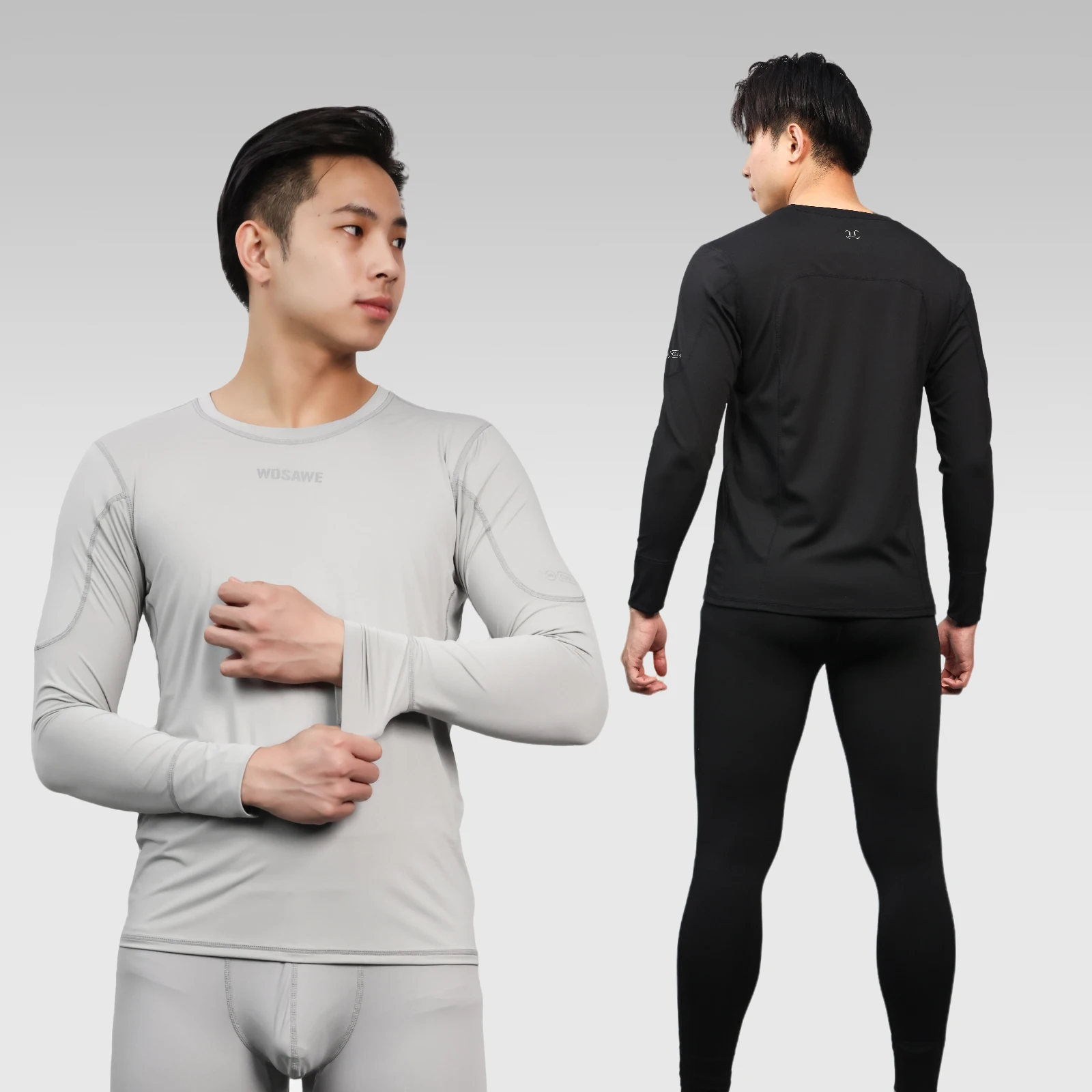 WOSAWE Men Motorcycle Compression Base Layer Set Quick Dry Breathable 4 Way Stretch Riding Underwear Top Pants Spring Fall