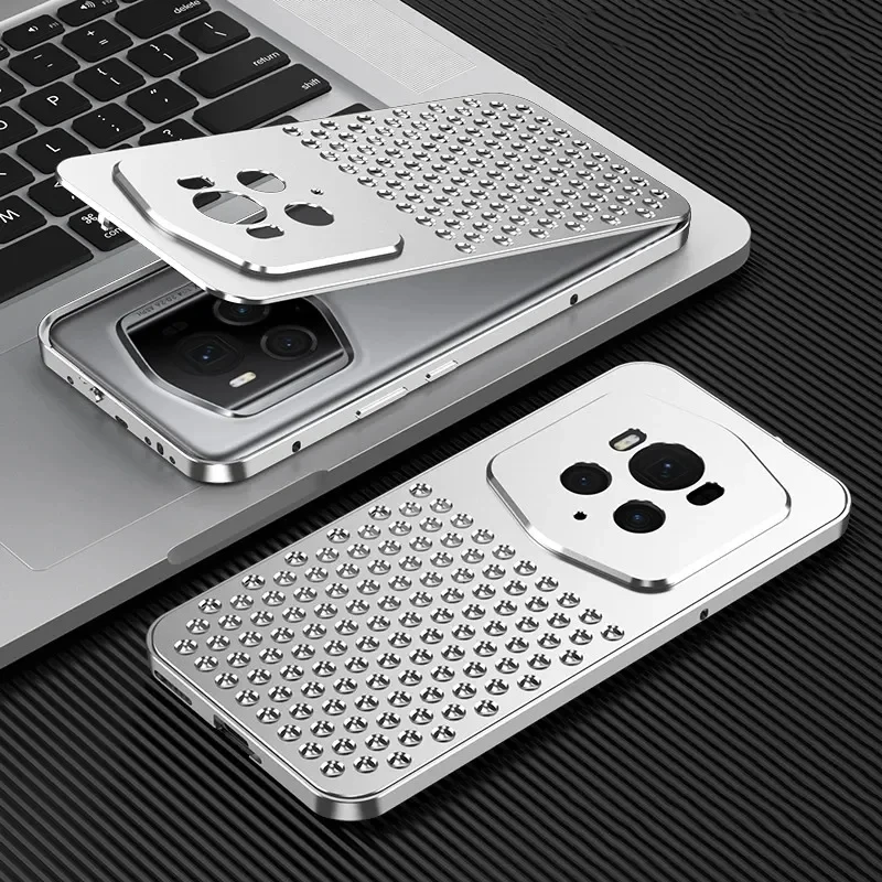 For Honor Magic 6 Pro Case Aluminum Alloy Heat Dissipation Cooling Metal Honeycomb Holes Breathable Cover Magic6 Magic 6 Pro