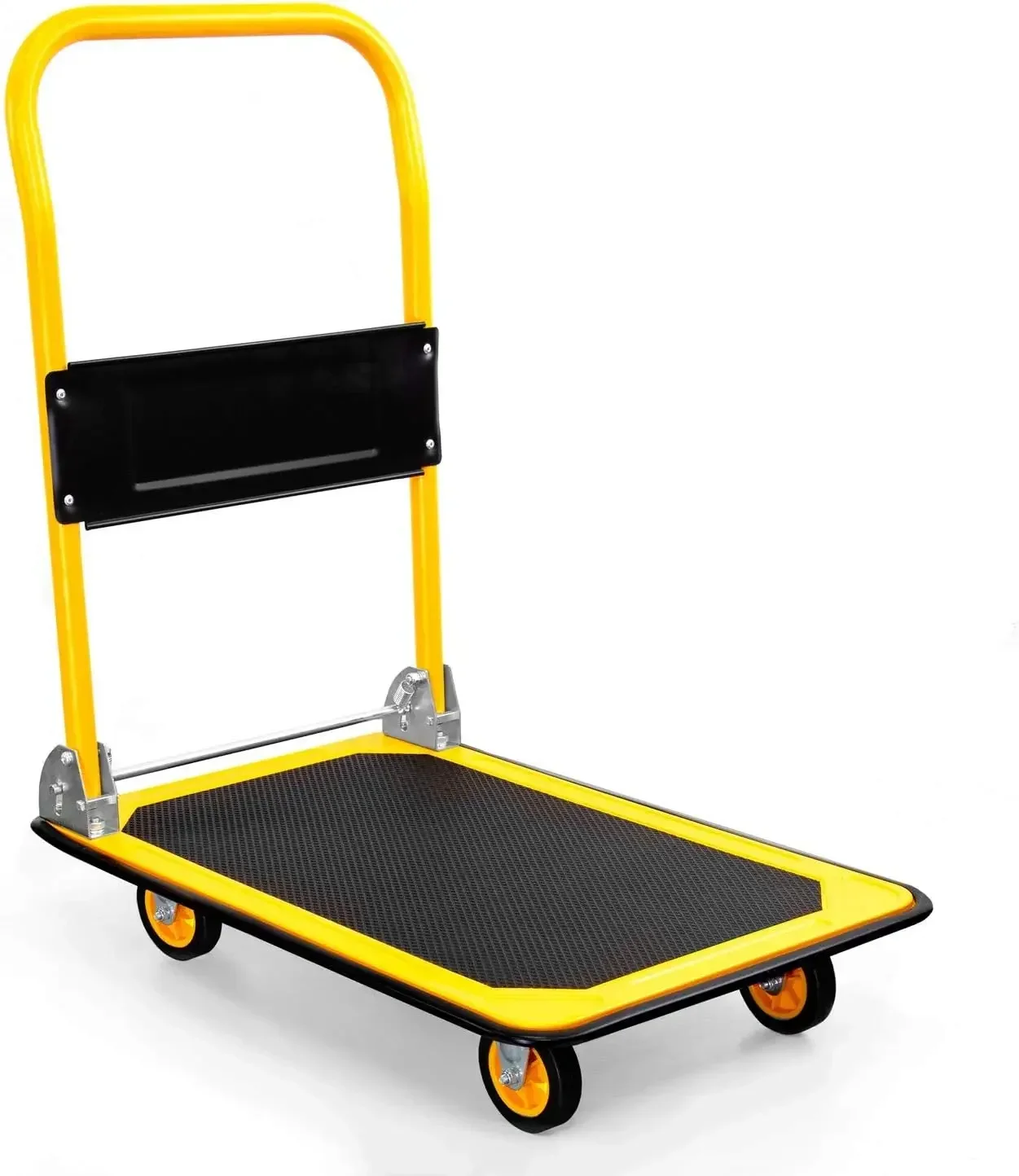 Platform Truck | Push Cart Dolly Foldable Flatbed with Swivel Wheels, Rolling Trolley Cart, Foldable, Flat (Yellow)