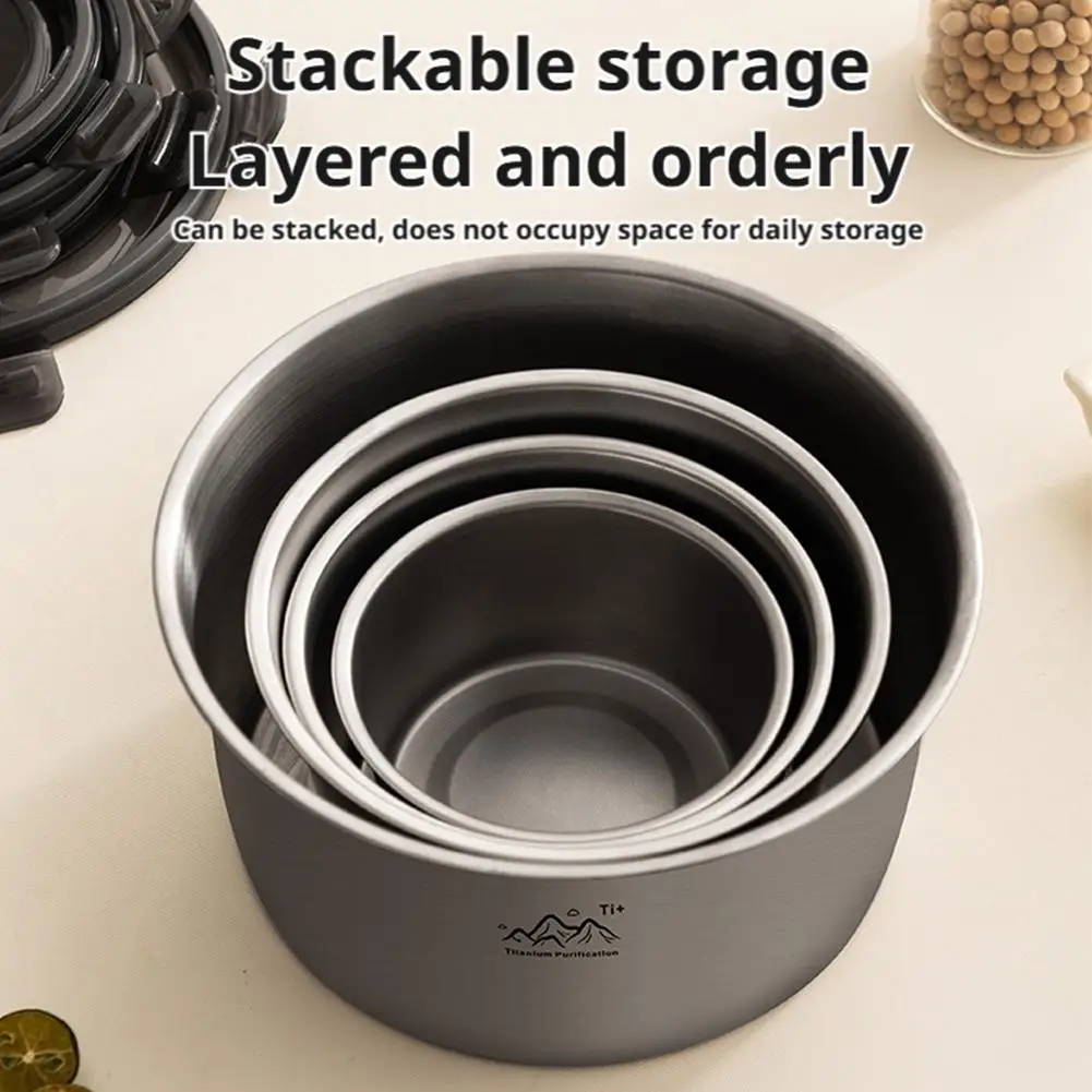 Rust Proof Titanium Ultralight Portable Food Sealing Bowl with Lid Fresh-keeping Portable Purification Dinner Box For Picnic gallery 4