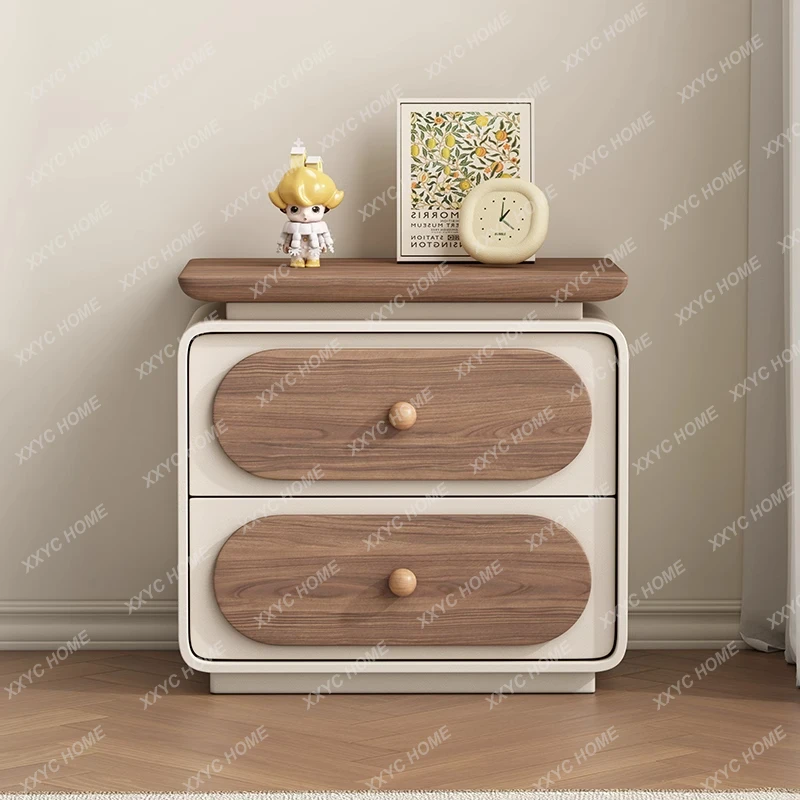 French Luxury Bedroom Nightstands Unique Brown Design Minimalist Bedsides Table Modern Solid Wood Mesa
