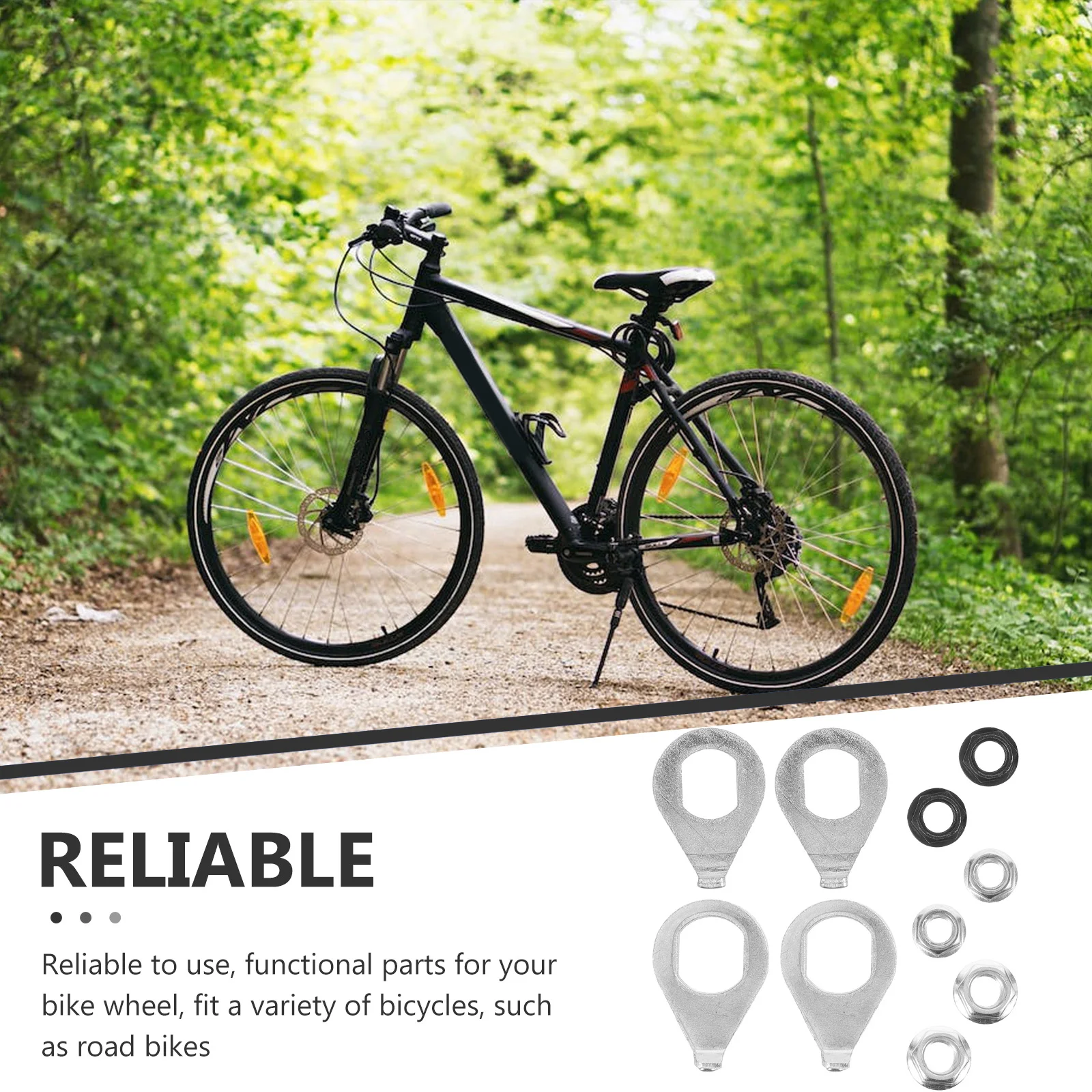 

6 set Bicycle Hub Gasket Kit 6 Sets M9.5 Axle Nuts Safety Flange Washers Lightweight Durable Carbon Steel Bike Wheel Parts
