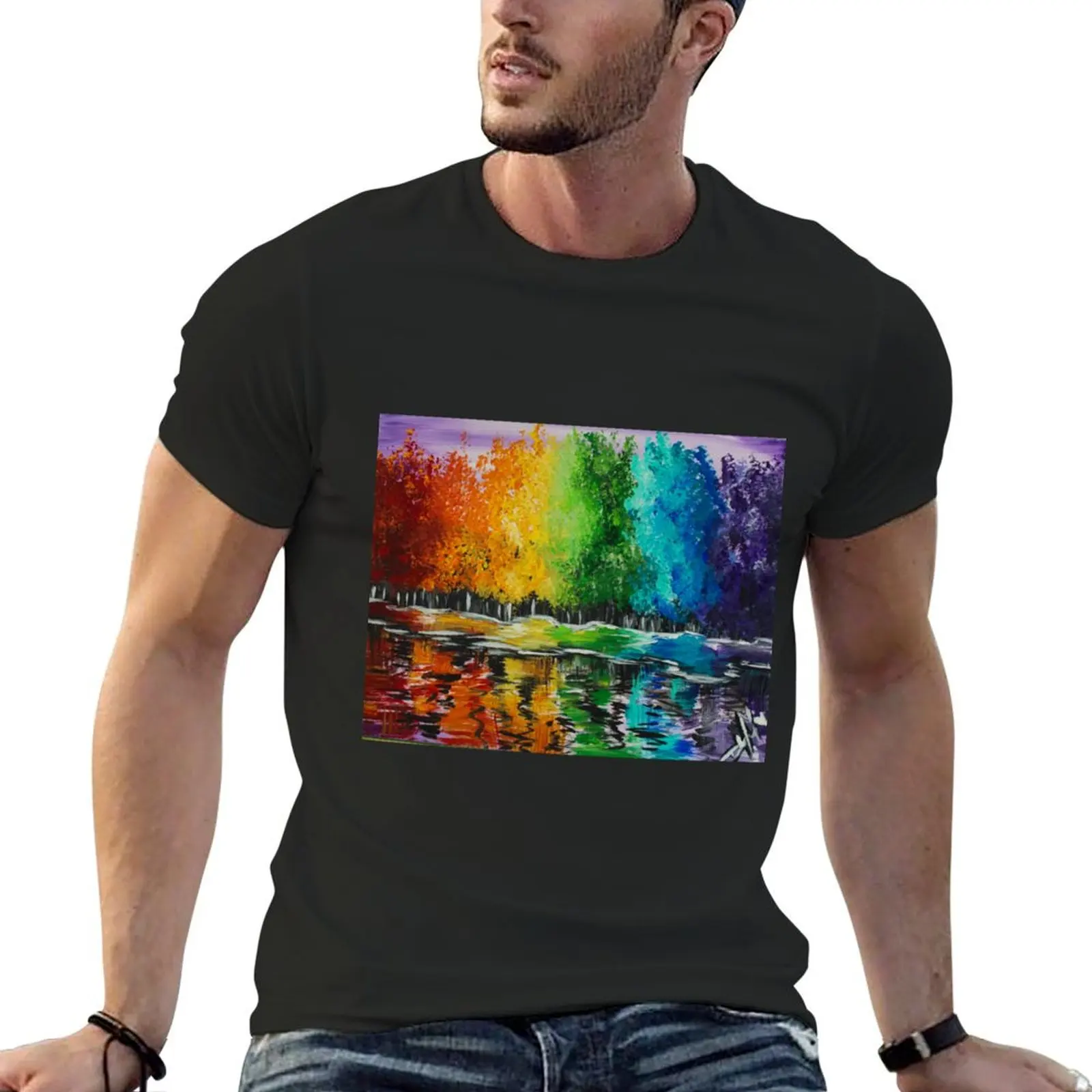 Happy Rainbow Trees - YLM_arts T-Shirt luxury clothing labubu designer shirts vintage shirts graphic tee men