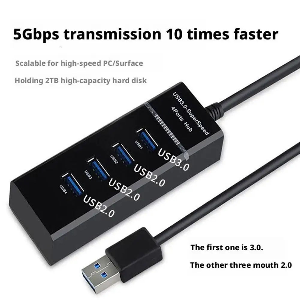 4-Port USB Hub 3.0 نقل البيانات عالي السرعة USB3.0 2.0 HUB 4-IN-1 USB Port Expander USB Splitter لأجهزة الكمبيوتر المحمول HDD Flash Drives