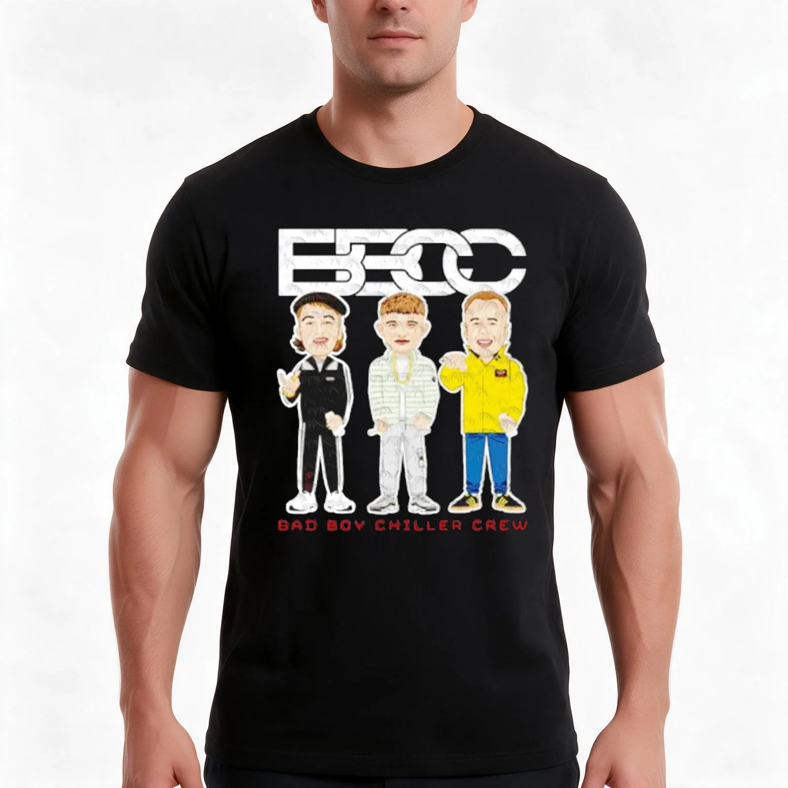 bbcc - bbcc bad boy chiller crew T-Shirt, Summer Casual Cotton Tee, Oversized Streetwear Tops, Vintage Graphic Print
