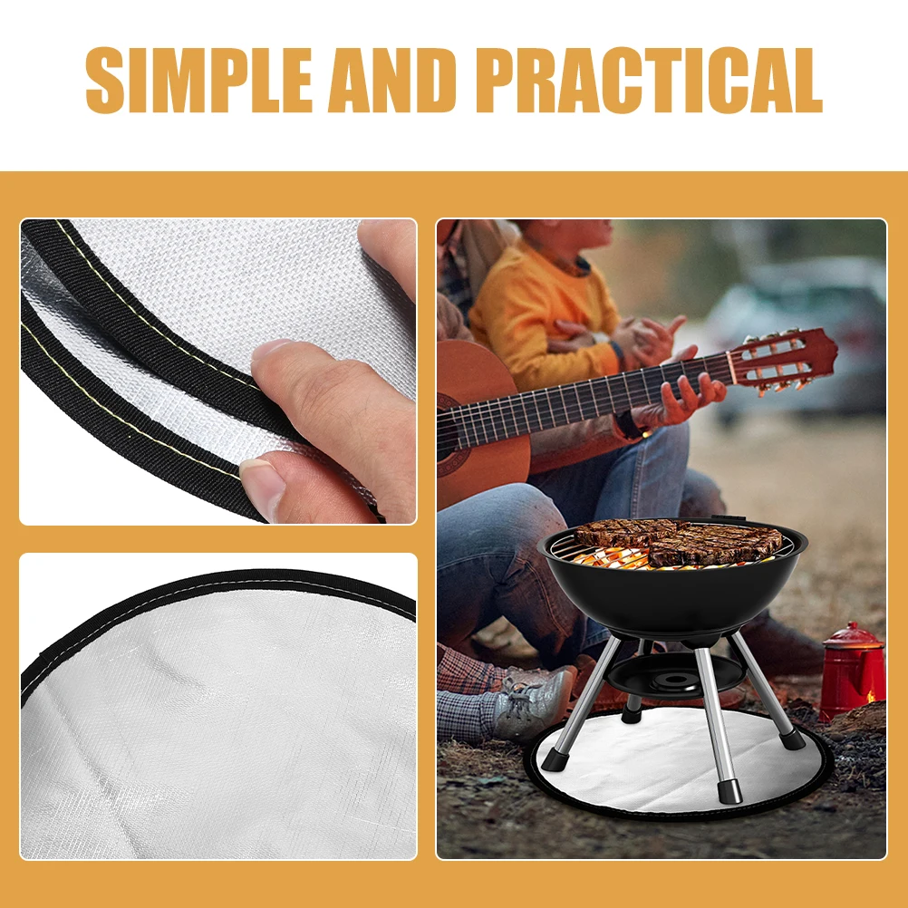 

14 Inch Round Fireproof BBQ Heat Resistant Grill Mat Outdoor Lawn Protector Insulation Pad Flame Retardant Barbecue