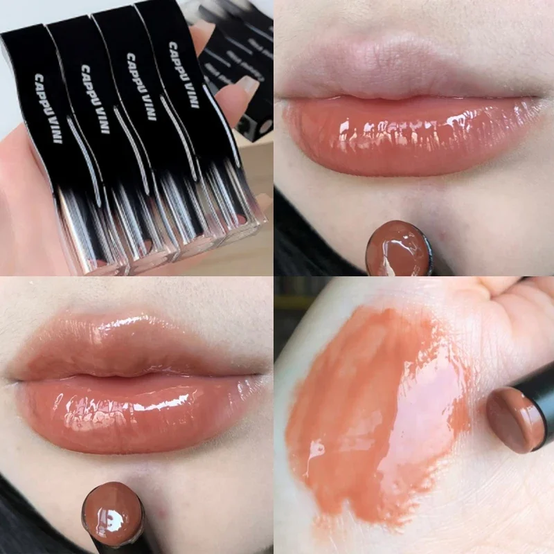 Black Tube Lipstick Pen Jelly Mirror Water Lip Gloss Lasting Moisturizing Sexy Lip Tint Korean Lip Glaze Girl Beauty Cosmetics