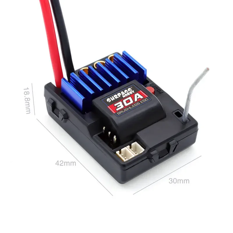 Surfass Hobby-Controle Remoto Rádio Sistema Transmissor, 2 canais, 30A, ESC eletricamente ajustável, impermeável Motor Brushless, 2.4GHz