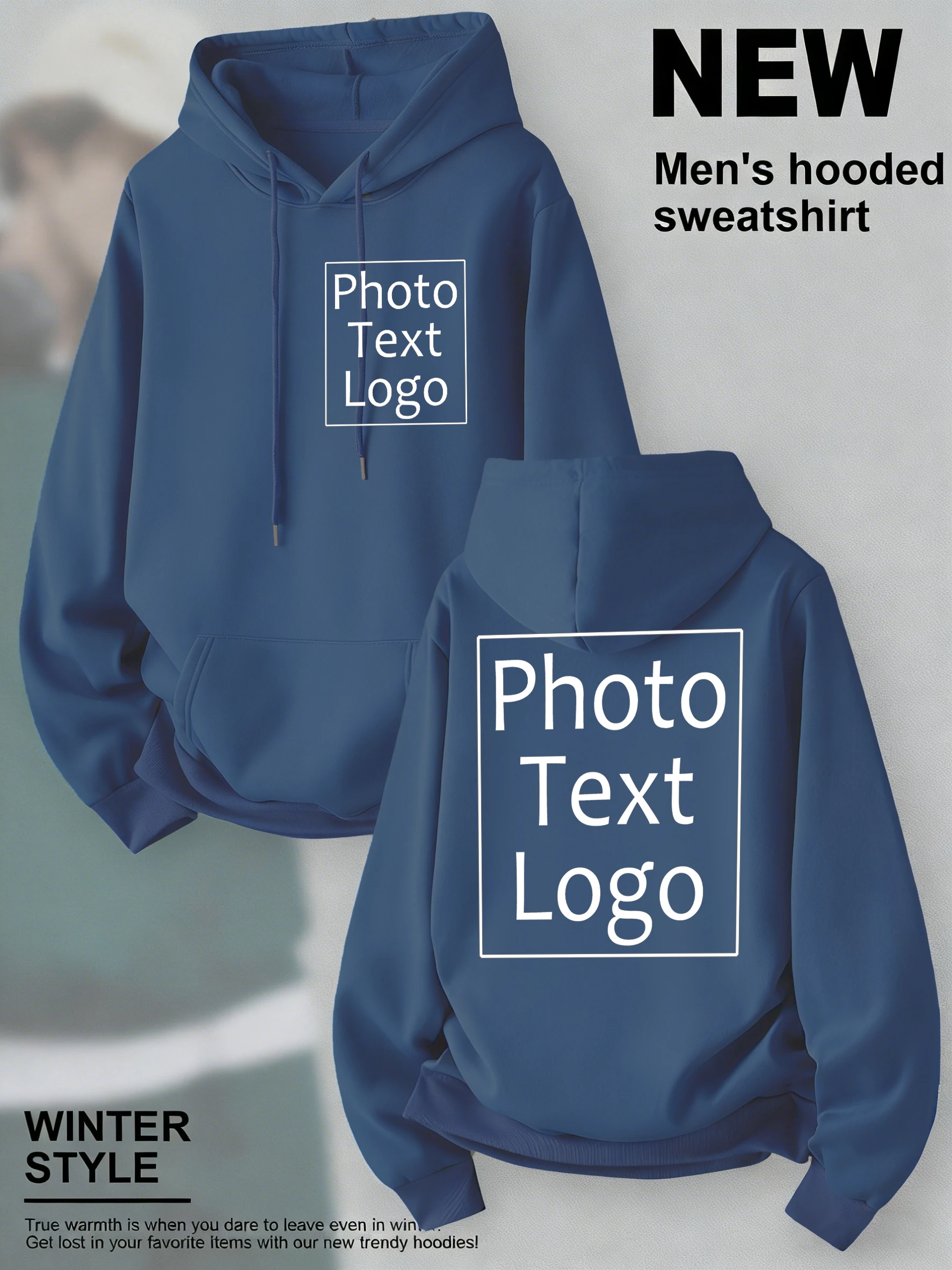 Personalisierter, individuell gestalteter Herbst-Freizeit-Sport-Hoodie für Herren, Fleece-Team-Basic-Sweatshirts, Streetwear, Büro-Arbeitskleidung, kreative Kleidung – Detail 23