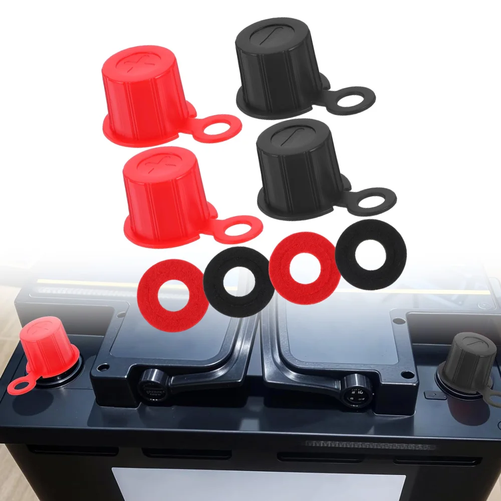 8PCS Battery Terminal Covers Plastic Battery Post Cap Batterys Terminal Insulating Protector Rubber Insulating Caps with Washers