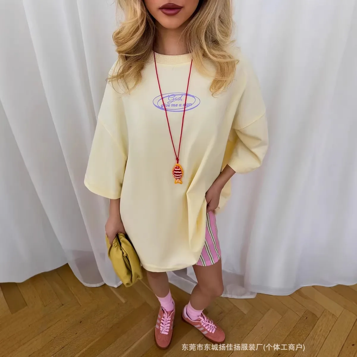 High Quality Soft Cotton Oversized T-Shirt for Women God Give Me A Sign Letter Print Casual Short Sleeve Tee Sweet Girl Russian