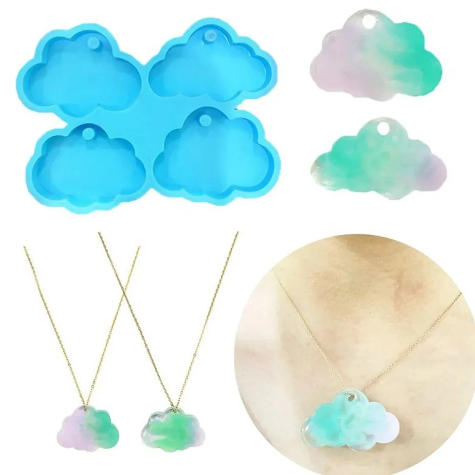 Resin Casting Mold Functional Cloud Pendant Silicone Mold for DIY Jewelry Making Crafts Reusable Flexible Epoxy Tool