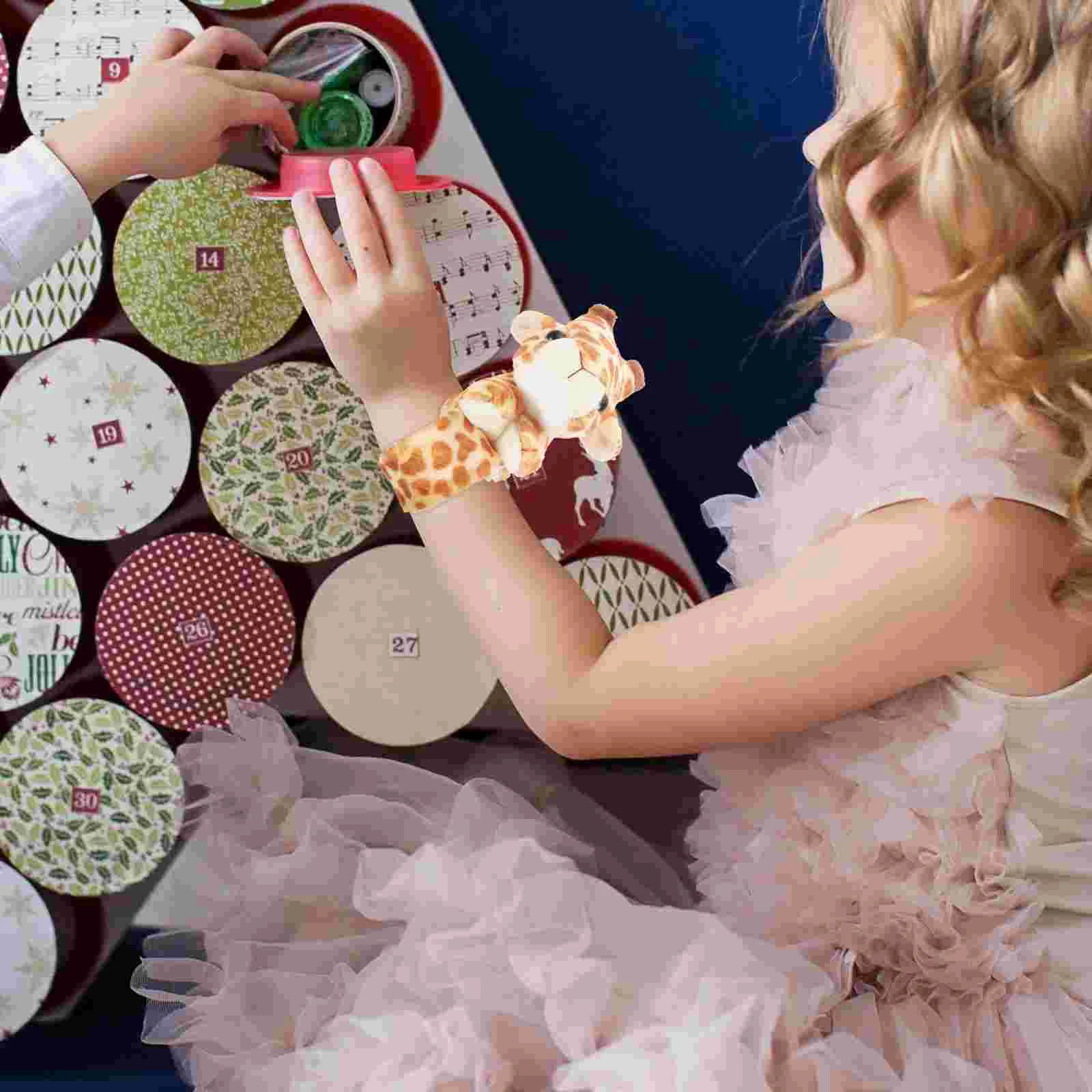 Slap Bracelet Baby Stuffed Animals Bracelets Snap Kids Toys for Girls Jungle Theme Party Favors Flannel Bulk Plush Figure
