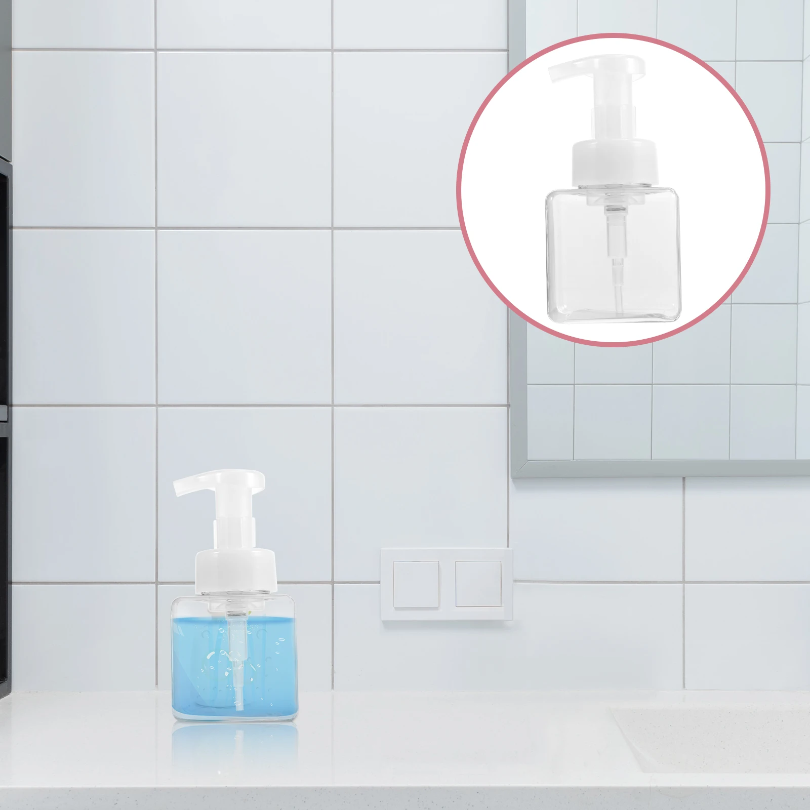 

2Pcs Foaming Soap Dispenser Bottles Clear Square Travel Containers for Storage PP Leakproof Portable