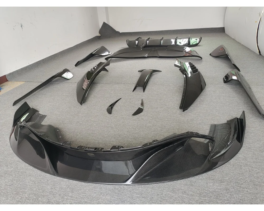 For Upgrade . 720S Ry Style Carbon Fiber Front and Rear Lips, Side Skirts, Rear Wing, Mudguard, Hood and Other Body Kits