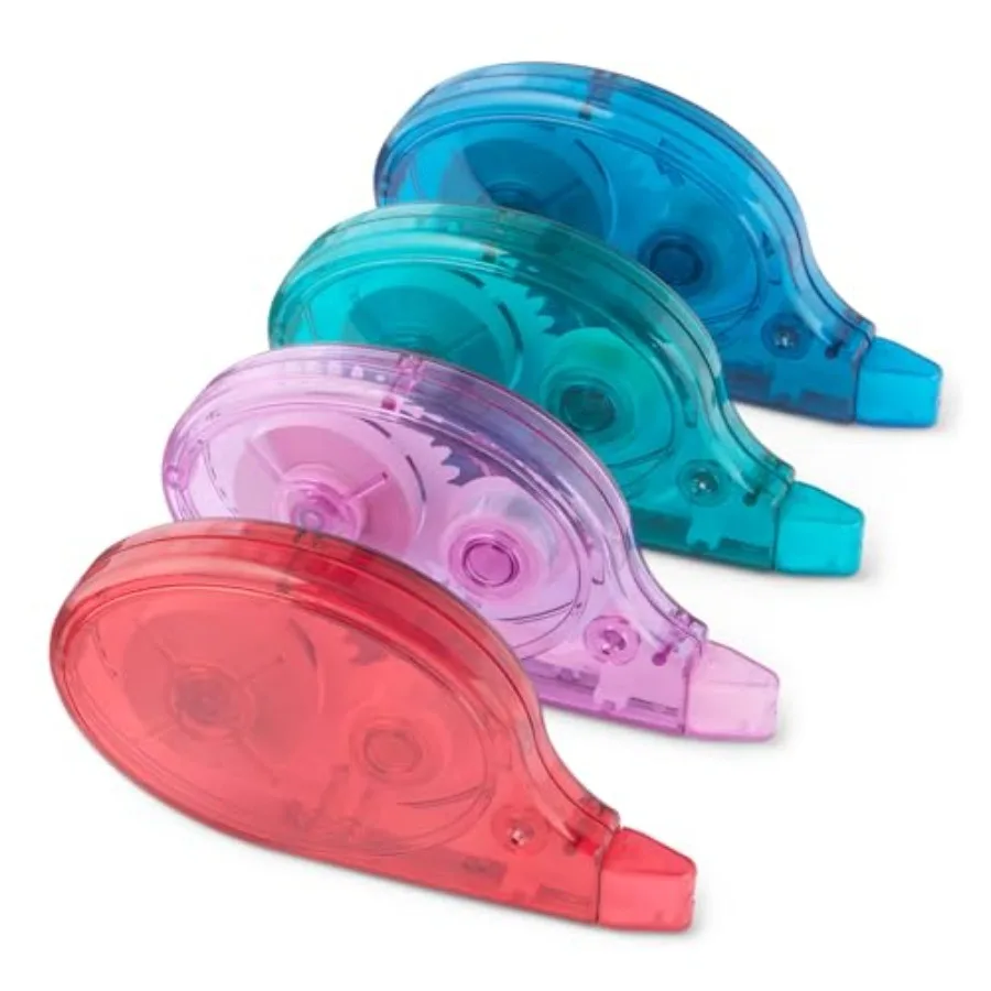 White-Out Correction Tape with Dispenser, 39.3ft, 4-Pack, Tear-Resistant Tape for Office or School Supplies, Green, Orange, Pur