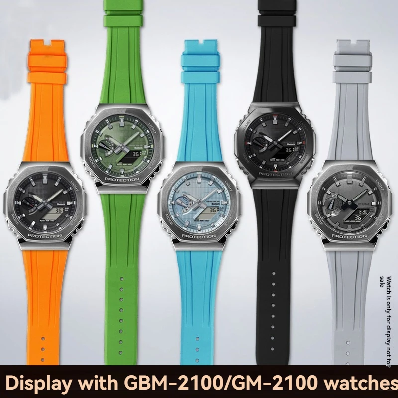 ل كاسيو g-صدمة معدنية مثمنة مزرعة البلوط GBM-2100/GM-2100/GA-B2100 لينة حزام ساعة مطاطي مقاوم للماء