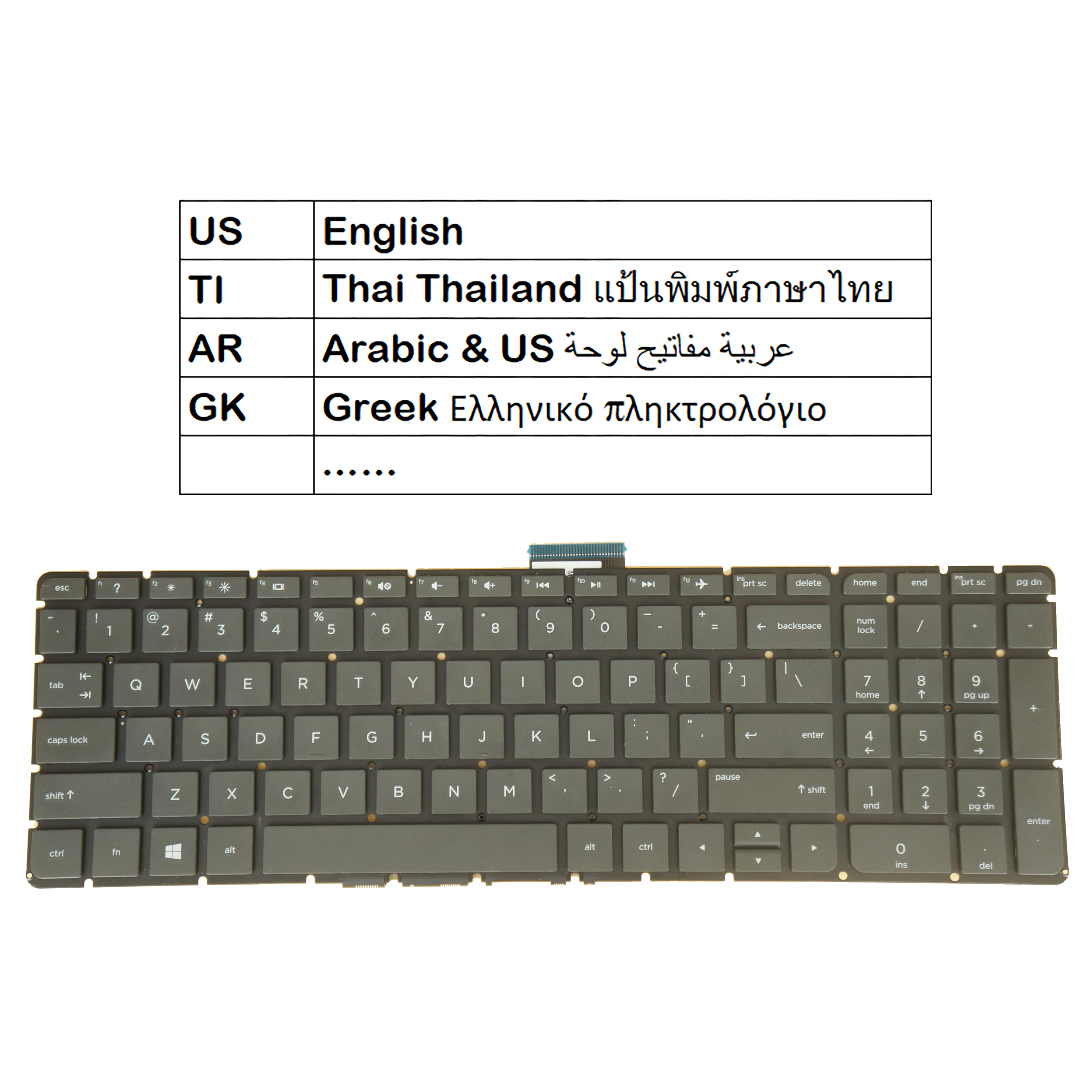 Keyboard For HP 15-as000 15-aq000 15-ar000 m6-aq000 m6-ar000 15-au000 15-aw000 15-bc000 15-bk000 17-ab000 US Arabic Greek Thai