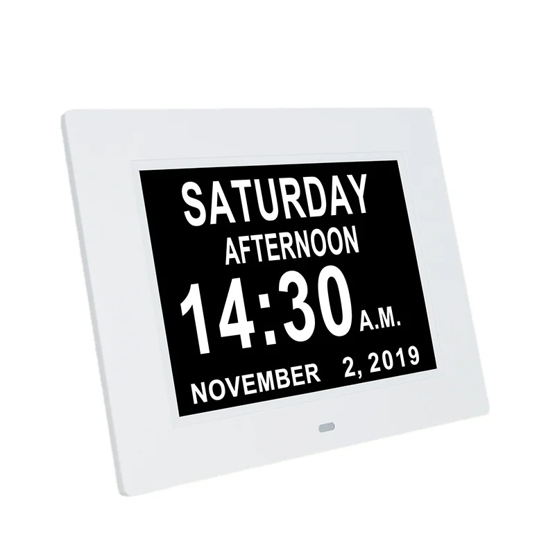 8-inch Digital Electronic Clock Photo Frame Intelligent Alarm Calendar Toremind Elderly to Take Medicine Auto Adjust Brightness.