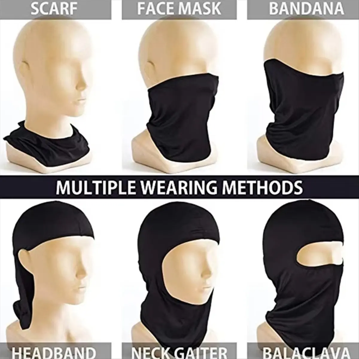 Compatible Full Face Cover Anti-UV Breathable Neck Full Mask Cycling Warmer Windproof Black