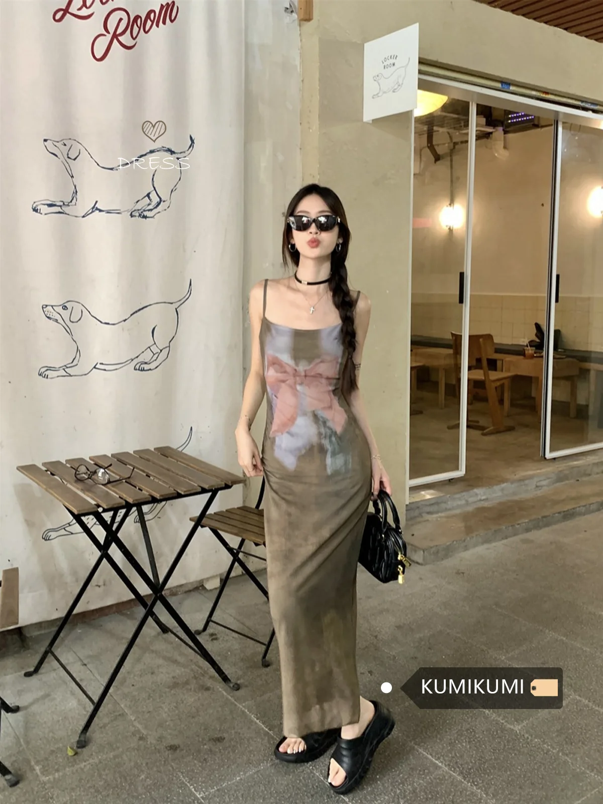 

GkyocQ Sexy Hot Girls Bow Printed Mesh Slim Dress Korean Fashion New Summer Mature Suspender A Line Bodycon Dresses Robe Femme
