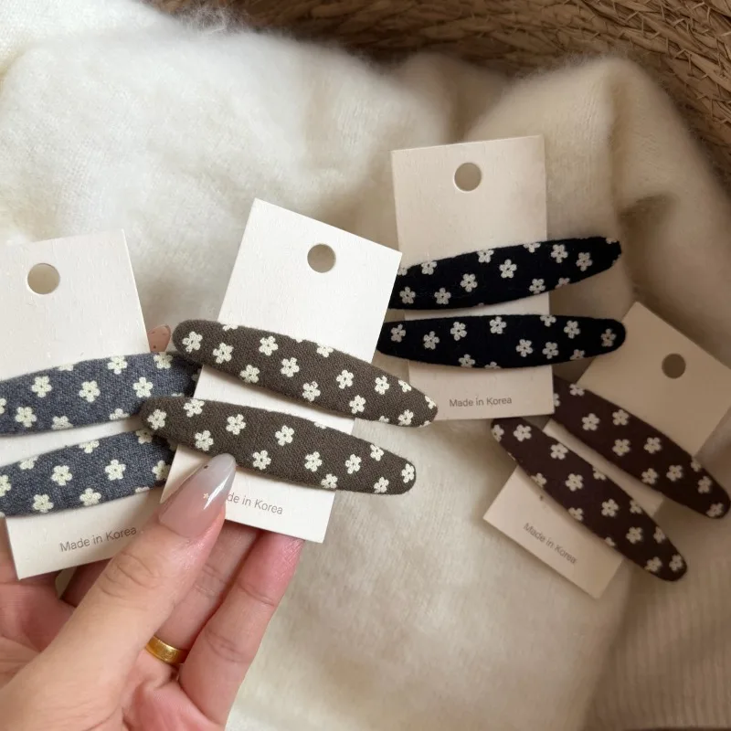 Retro small flower brushed oval water drop hair clip break up  side bangs clip back of head hairpin for women